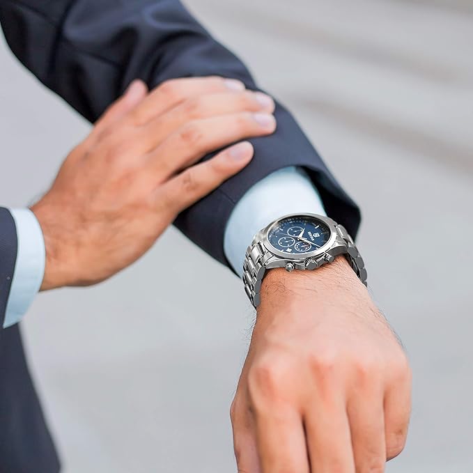 Montre Benyar chronographe analogique à quartz avec bracelet en acier inoxydable