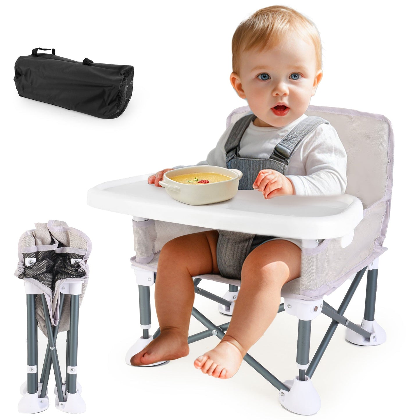 Chaise Haute Bébé Portable et Pliable Tesly – Siège de Repas Sécurisé avec Plateau Amovible