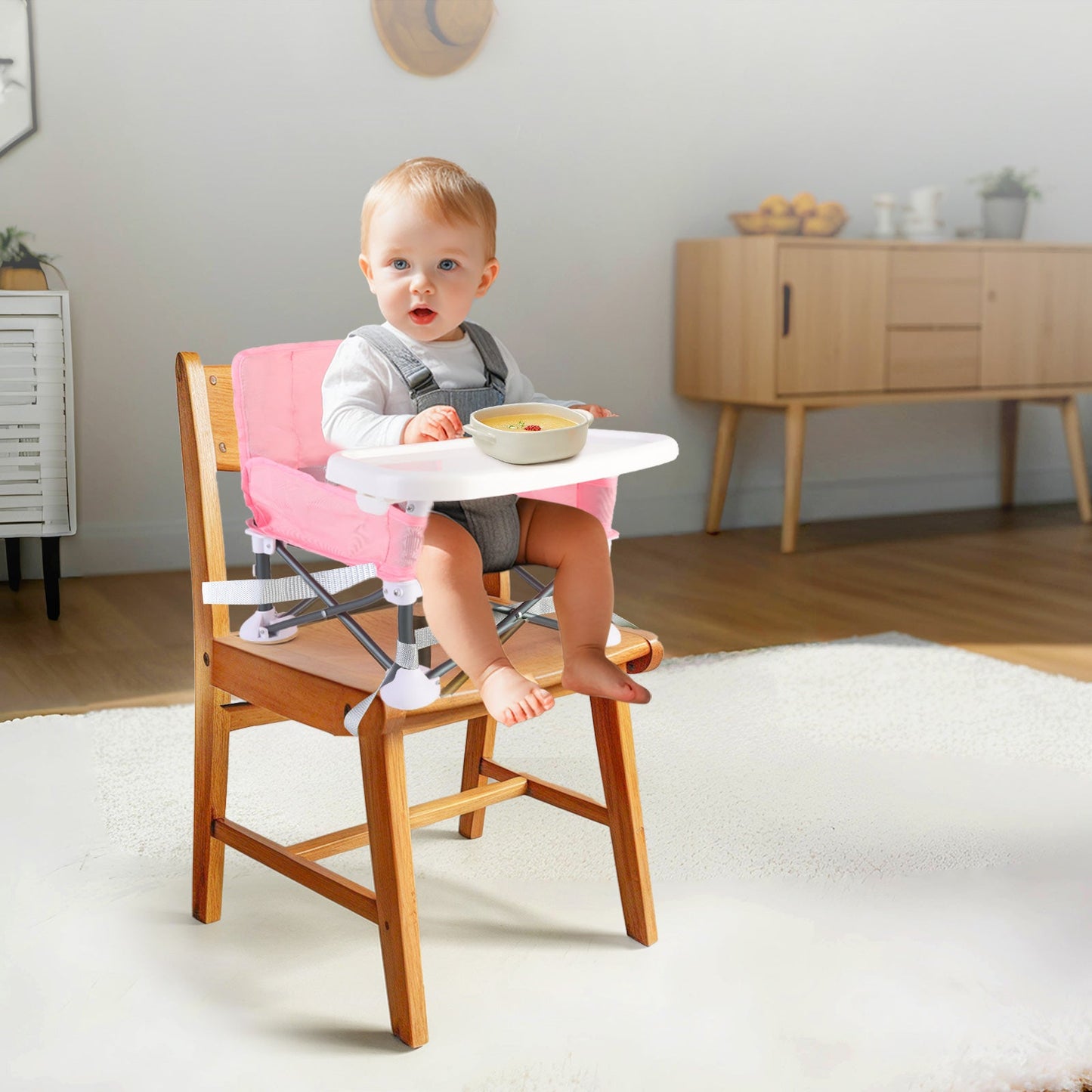 Chaise Haute Bébé Portable et Pliable Tesly – Siège de Repas Sécurisé avec Plateau Amovible