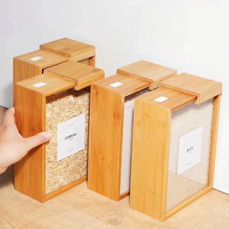 Distributeur Céréales Bambou – Organisateur Cuisine