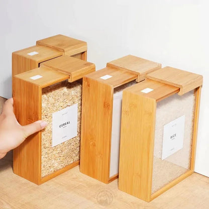 Distributeur Céréales Bambou – Organisateur Cuisine