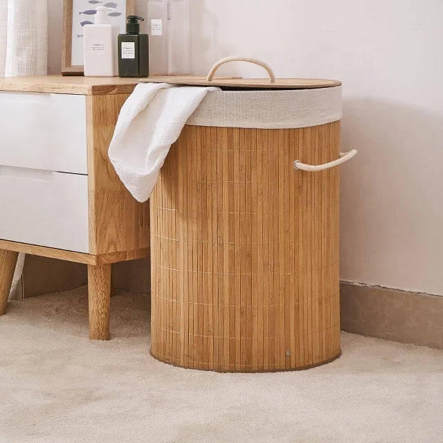 Panier à linge pliant en bambou