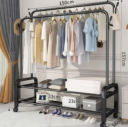 Porte-vêtements multifonctionnel à double tige
