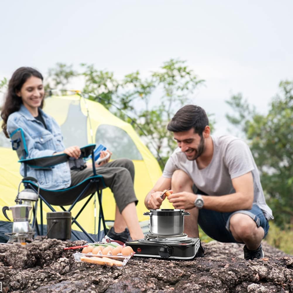 Tesly Plaque Chauffante 1000W – Plaque de Cuisson Électrique Maison & Camping