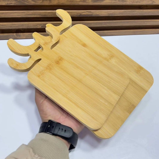 Planche à découper et à servir double en bambou motifs cerf