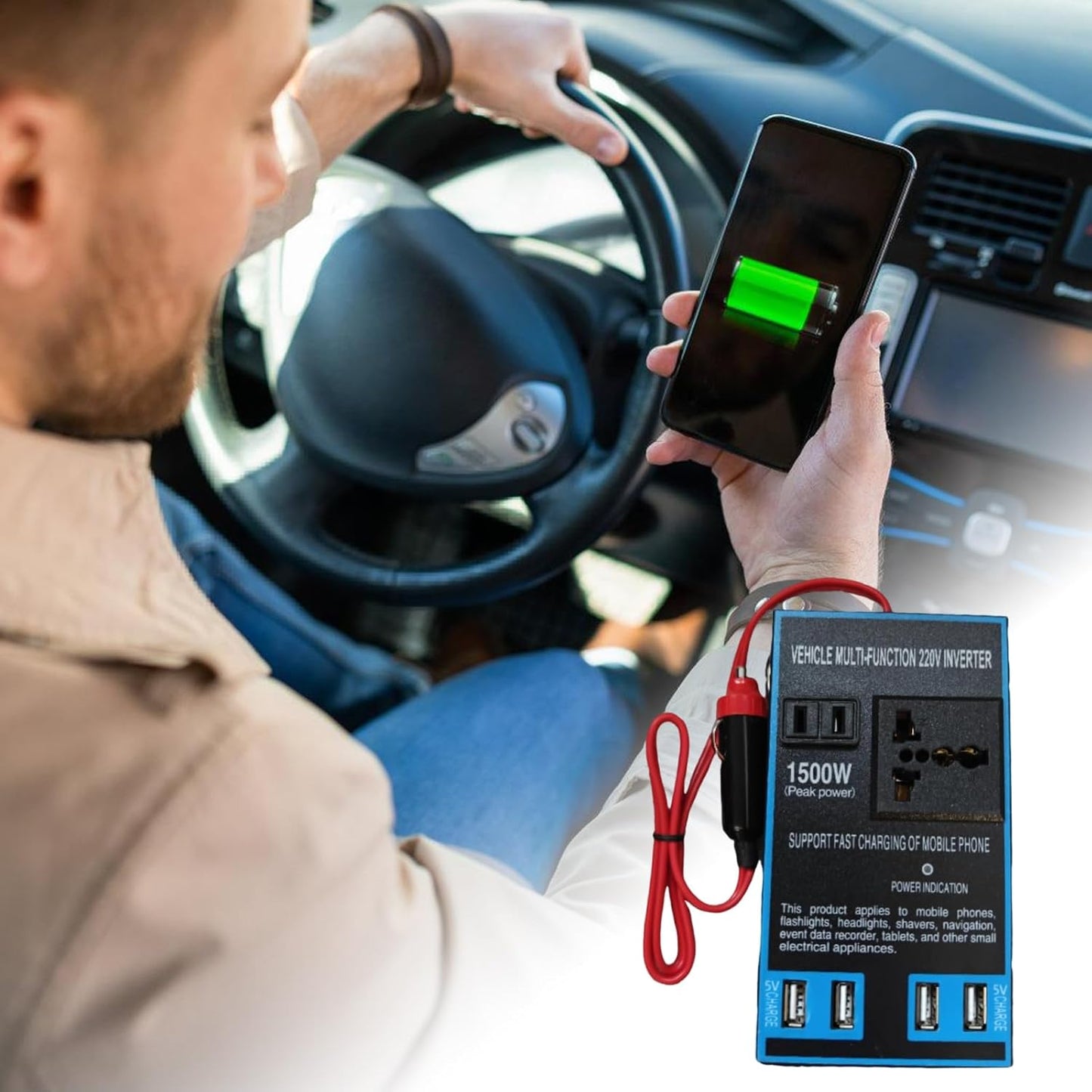 Convertisseur de puissance de voiture Tesly  à 4 ports USB