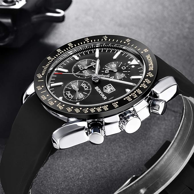Montre homme BENYAR 5140 Acier – Chronographe Sport & Élégance