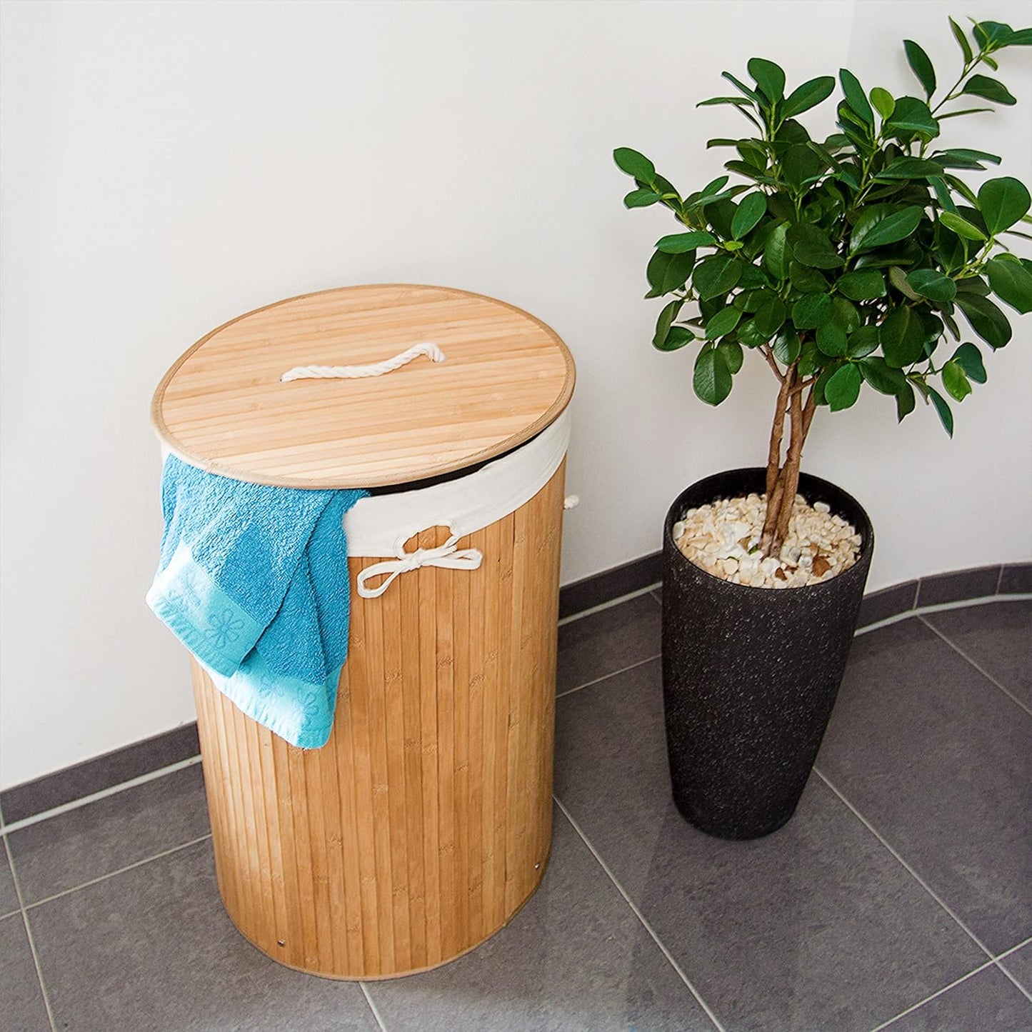 Panier à linge pliant en bambou