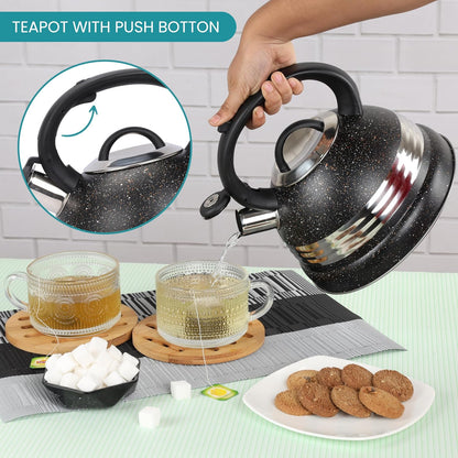 Bouilloire Sifflante Inox 3 L – Chauffe Rapide pour Thé & Café