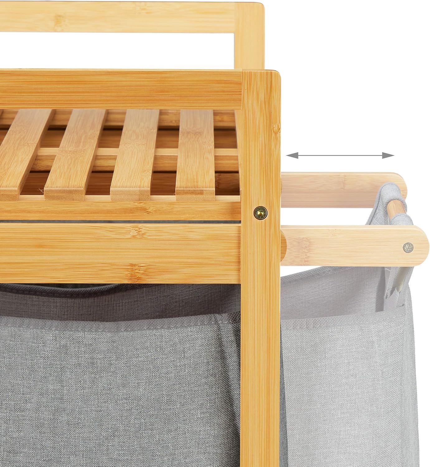 Panier à Linge Double Compartiment en Bambou – Rangement Salle de Bain 2x30L
