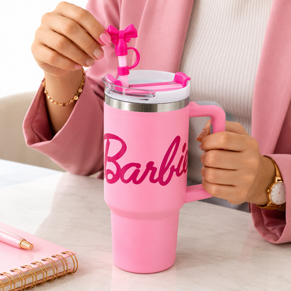 Gobelet Isotherme Barbie 1,6 L avec Paille et Poignée – Grande Capacité