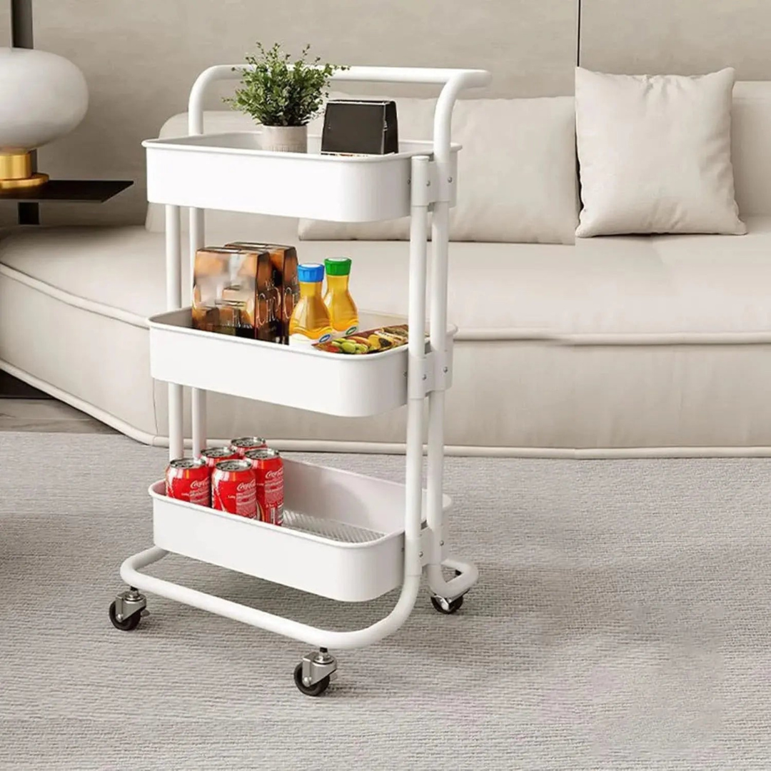 Chariot de Rangement 3 Niveaux avec Roulettes – Organisateur Cuisine Multifonction