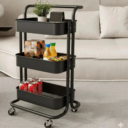 Chariot de Rangement 3 Niveaux avec Roulettes – Organisateur Cuisine Multifonction