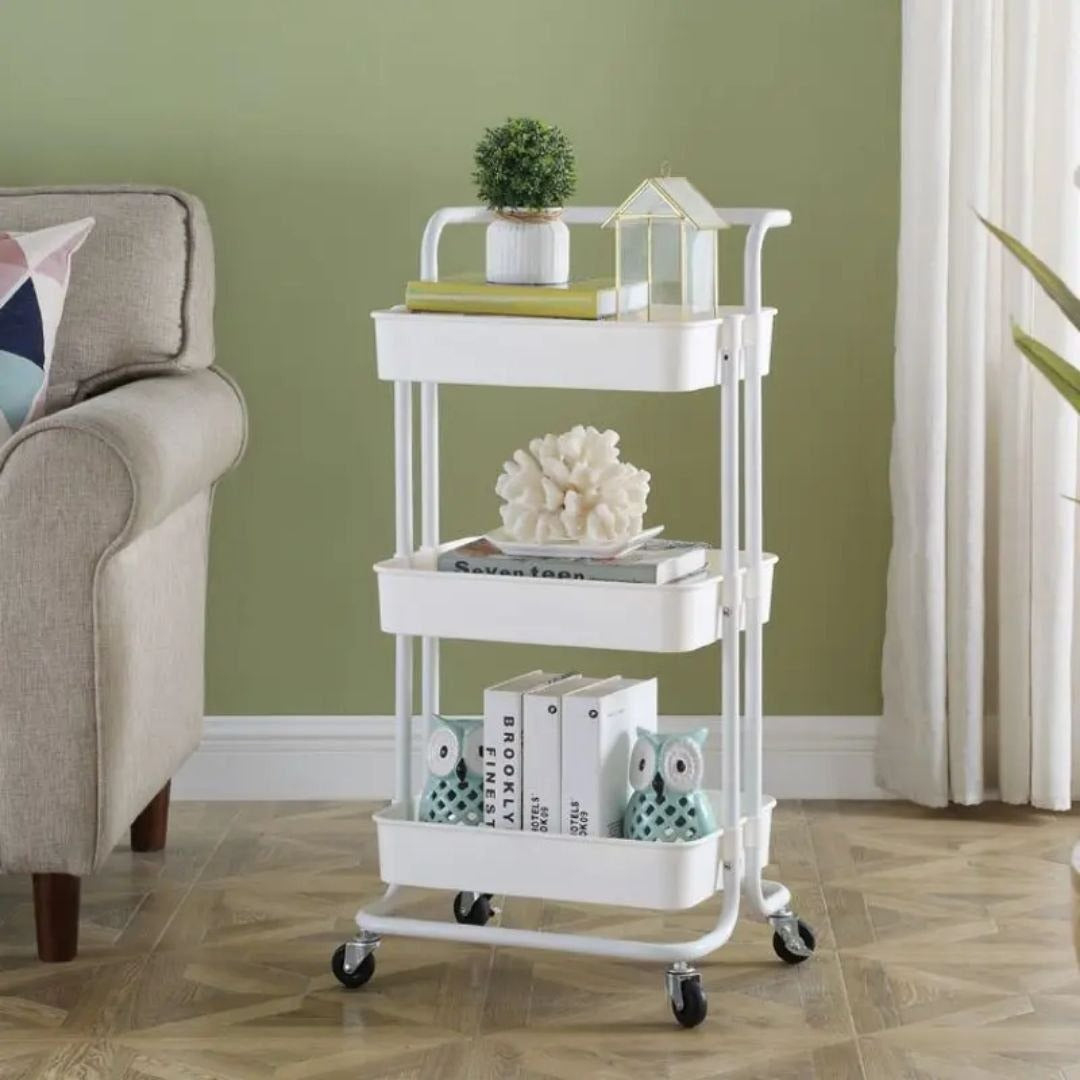 Chariot de Rangement 3 Niveaux avec Roulettes – Organisateur Cuisine Multifonction