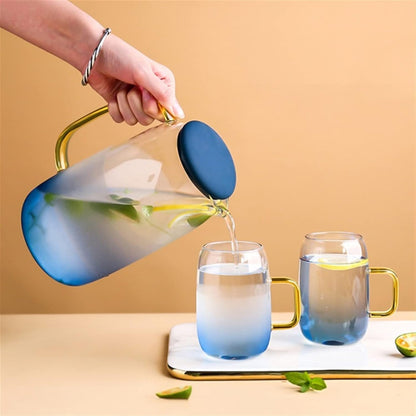 Ensemble d'une carafe en verre et de 6 tasses à eau