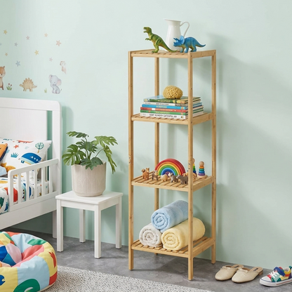 Étagère de Rangement en Bambou à 4 Niveaux – Design Naturel et Élégant