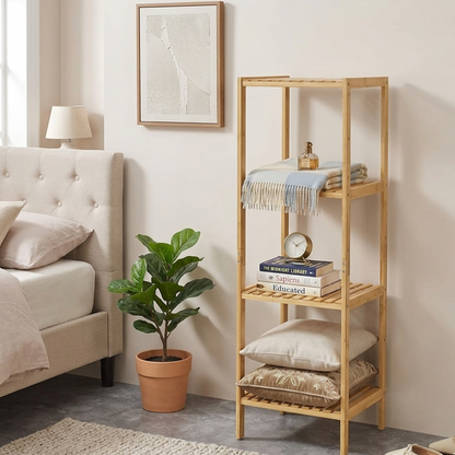 Étagère de Rangement en Bambou à 4 Niveaux – Design Naturel et Élégant