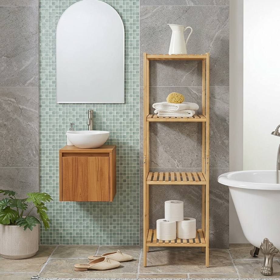 Étagère de Rangement en Bambou à 4 Niveaux – Design Naturel et Élégant