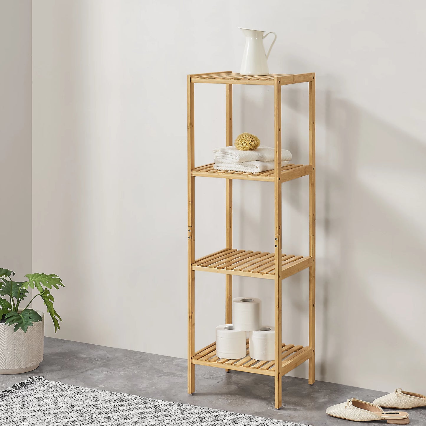 Étagère de Rangement en Bambou à 4 Niveaux – Design Naturel et Élégant