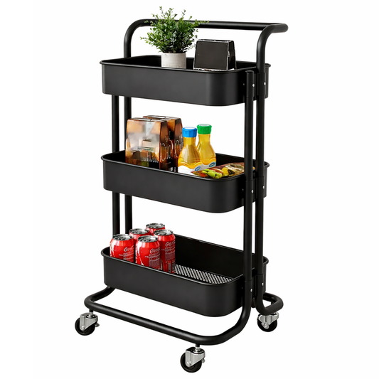 Chariot de Rangement 3 Niveaux avec Roulettes – Organisateur Cuisine Multifonction