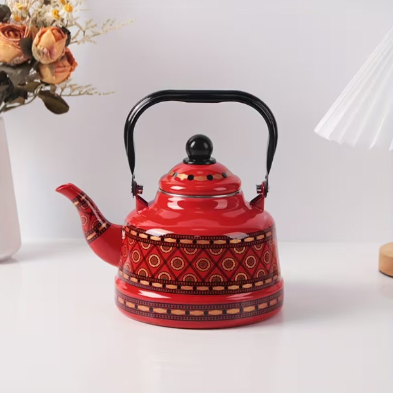 Bouilloire Théière en Émail Vintage – Multifonction pour Thé, Café, Lait et Eau Chaude