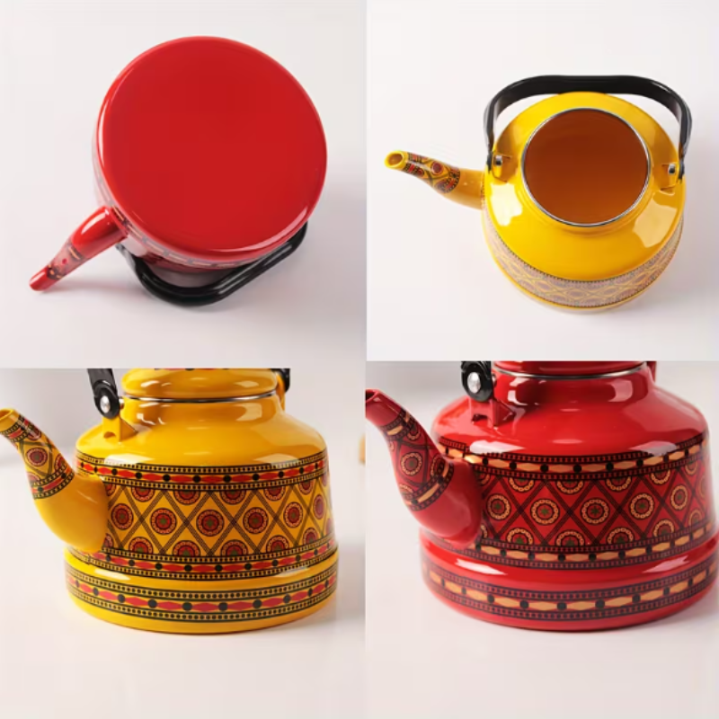 Bouilloire Théière en Émail Vintage – Multifonction pour Thé, Café, Lait et Eau Chaude