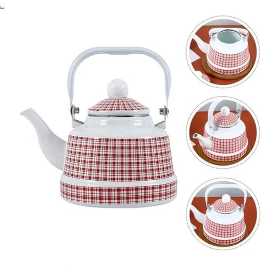 Bouilloire Théière en Émail Vintage – Multifonction pour Thé, Café, Lait et Eau Chaude