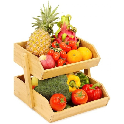Organisateur en Bambou Naturel – Rangement Multifonctionnel pour Cuisine, Fruits, Légumes et Maison
