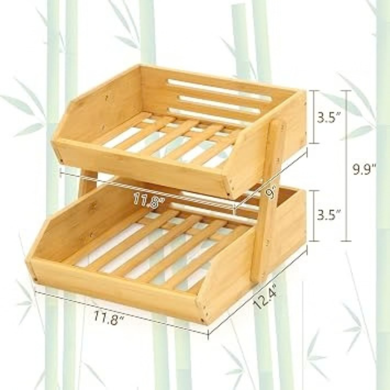 Organisateur en Bambou Naturel – Rangement Multifonctionnel pour Cuisine, Fruits, Légumes et Maison