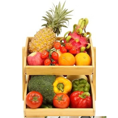 Organisateur en Bambou Naturel – Rangement Multifonctionnel pour Cuisine, Fruits, Légumes et Maison