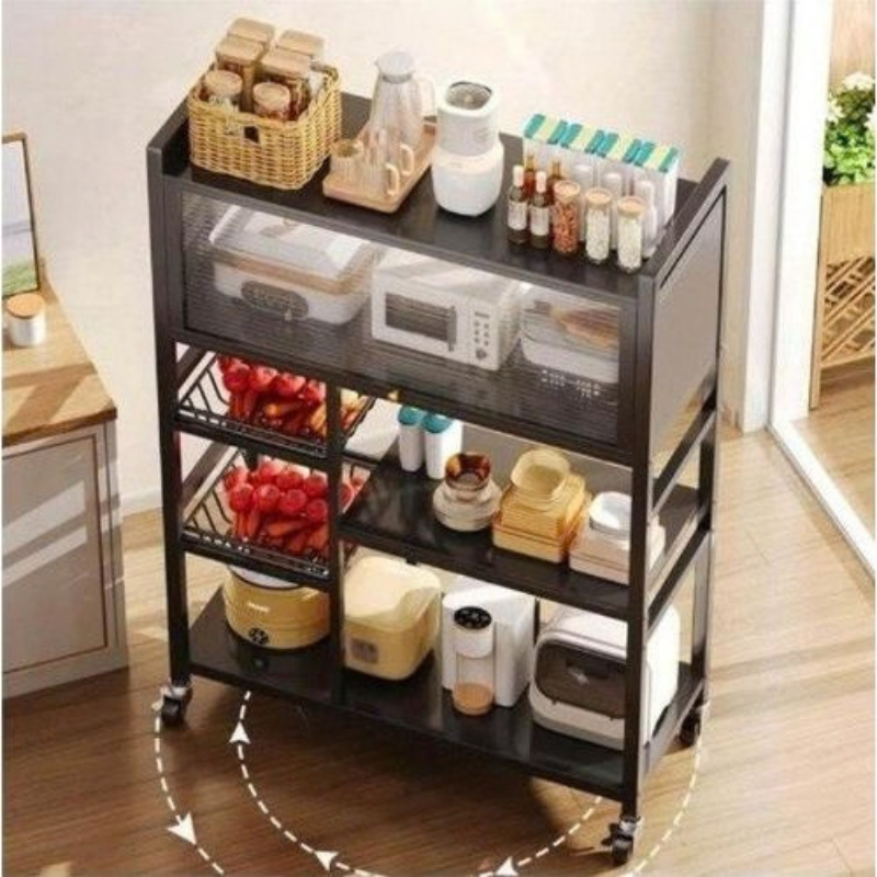 Étagère de Cuisine Multifonction à Roulettes – Rangement Pratique & Élégant