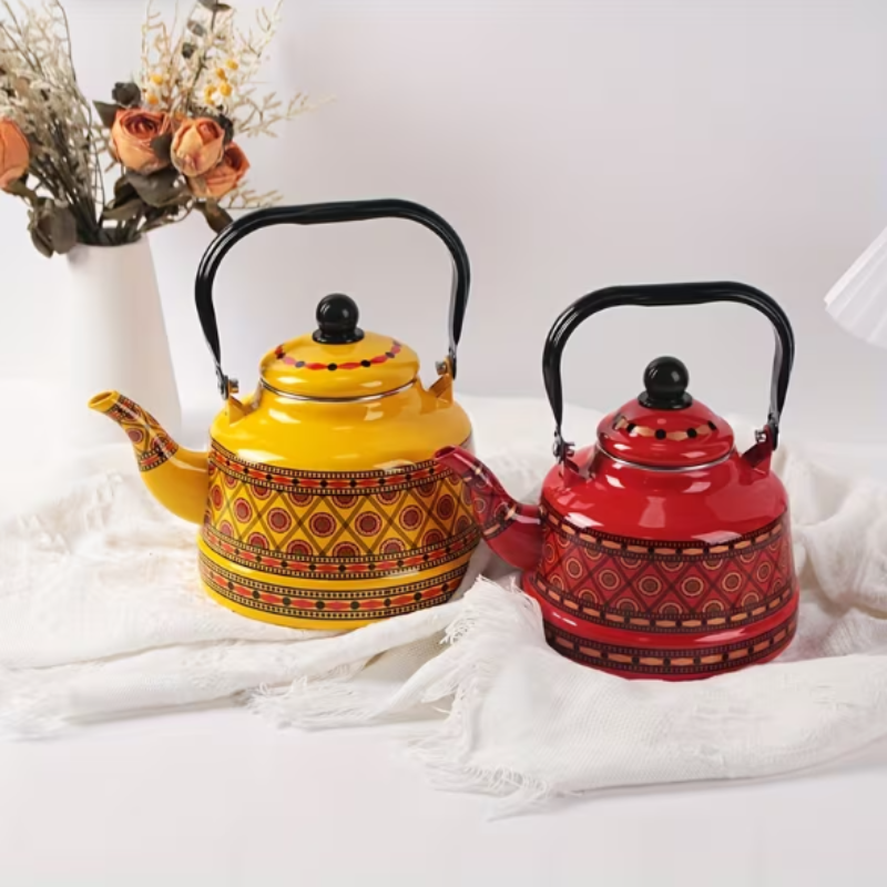 Bouilloire Théière en Émail Vintage – Multifonction pour Thé, Café, Lait et Eau Chaude