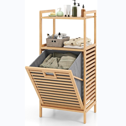 Panier à Linge en Bambou – Bac à Linge Élégant & Pliable pour Salle de Bain