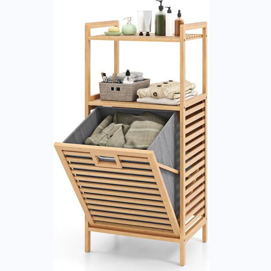 Panier à Linge en Bambou – Bac à Linge Élégant & Pliable pour Salle de Bain