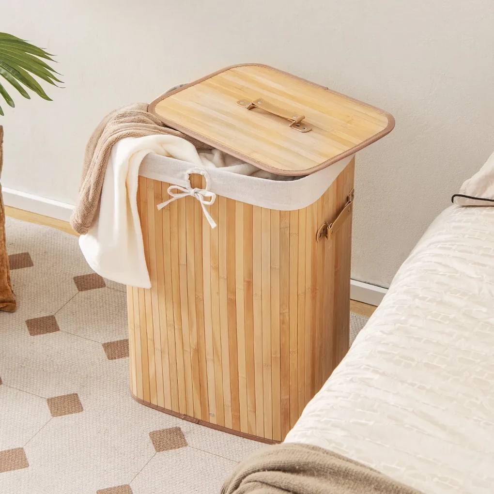 Panier à linge pliant en bambou