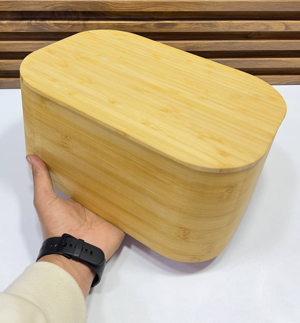 Velnora Boîte à Pain en Bambou Naturel avec Couvercle