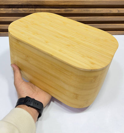 Velnora Boîte à Pain en Bambou Naturel avec Couvercle